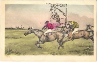 Horse race art postcard, equestrian sport (EK)