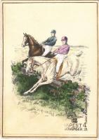 Horse race art postcard, equestrian sport (EK)