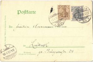 1903 Gruss von Kempinski Berlin. Serie I. No. 3. / German restaurant advertising art postcard, drunk...