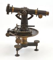 cca 1890 Starke & Kammerer, Wien. Antik teodolit, réz, jelzett, sorszámozott, működik. 37x16 cm