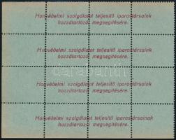 cca 1940 Honvédelmi szolgálatot teljesítő iparostársaink hozzátartozói megsegítésére segélybélyeg 16...