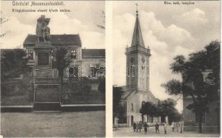 Mosonszolnok (Mosonmagyaróvár), Világháborúban elesett hősök szobra, Római katolikus templom. Natz Vilmos kiadása