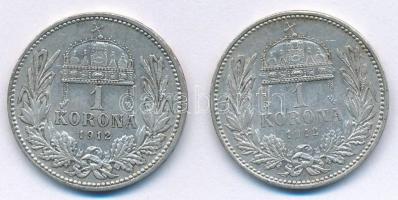 1912KB 1K Ag "Ferenc József" (2x) T:1-,2 Adamo K5.1