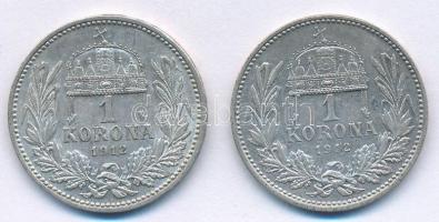 1912KB 1K Ag "Ferenc József" (2x) T:2 Adamo K5.1