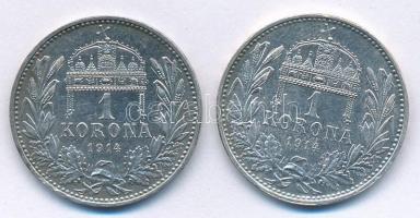 1914KB 1K Ag "Ferenc József" (2x) T:1,1- Adamo K5.1