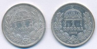 1893KB 1K Ag "Ferenc József" (2x) T:2- Adamo K5