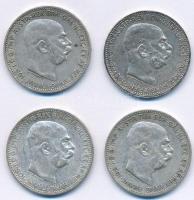 Ausztria 1912-1915. 1K Ag "Ferenc József" (4xklf) T:2,2- Austria 1912-1915. 1 Corona Ag "Franz Joseph" (4xdiff) C:XF,VF Krause KM#2820