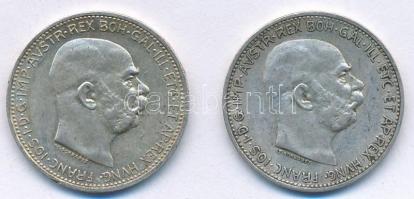 Ausztria 1912. 1K Ag Ferenc József (2xklf) T:2 Austria 1912. 1 Corona Ag Franz Joseph (2xdiff) C:XF Krause KM#2820