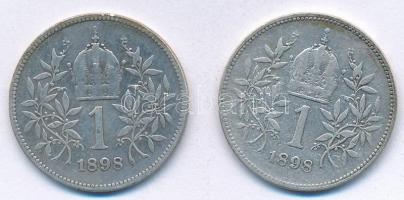 Ausztria 1893. 1K Ag "Ferenc József" (2x) T:2- Austria 1893. 1 Corona Ag "Franz Josep...