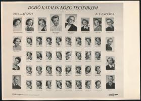 1953 Dobó Katalin Közgazdasági Technikum tanárai és végzett hallgatói, kistabló nevesített portrékkal, IV. C. osztály, 17x24 cm