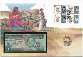 Etiópia 1976. 1B, felbélyegzett borítékban, bélyegzéssel T:1 Ethiopia 1976. 1 Birr in envelope with stamp and cancellation C:UNC