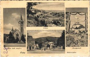 1942 Tokaj, Római katolikus templom, látkép, Rákóczi pince, Országzászló Hiszünk Magyarország feltámadásában irredenta propaganda (fl)