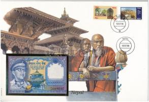 Nepál 1974. 1R felbélyegzett borítékban, bélyegzéssel T:I Nepal 1974. 1 Rupees in envelope with stamp and cancellation C:UNC