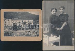 cca 1900 Rózsahegy, 2 db keményhátú vintage fotó, 16,3x10,2 cm és 10,2x13,3 cm