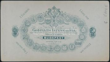 cca 1901 Budapest, Goszleth István (1850-1913) budapesti fényképész műtermében készült, keményhátú v...