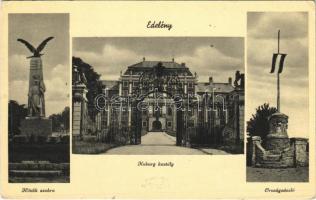 1940 Edelény, Hősök szobra, emlékmű, Országzászló, Coburg kastély (EK)
