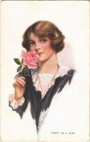 1914 Sweet as a Rose, Lady with flower, The Carlton Publishing Co. Series No. 689/6. s: E.C. Brisley (EK)