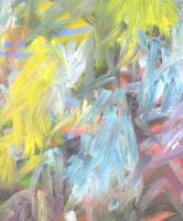 Vil. K. jelzéssel: Burjánzás. Olaj, farost, fa keretben, 40x30 cm