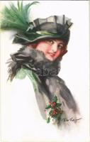 Lady art postcard, The Carlton Publishing Co. Series No. 712/2. s: C. W. Barber (EK)