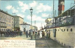 1910 Fiume, Rijeka; Scena allarrivo dn piroscafo / Pannónia kivándorlási hajó érkezéskor / Arriving emigration ship in Fiume port (EK)