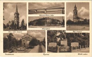 Gyoma, Római katolikus templom, Hármas-Körös hídja, Községháza, Református templom, Vasútállomás, Hősök szobra, emlékmű