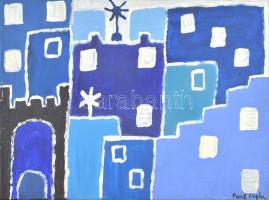 Frank Magda jelzéssel: A kék város. Olaj, vászon, 30x40 cm