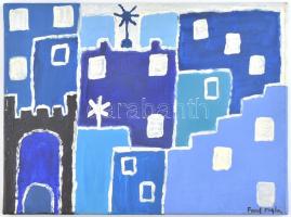 Frank Magda jelzéssel: A kék város. Olaj, vászon, 30x40 cm