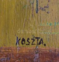 Koszta jelzéssel: Virágok. Olaj, falemez, sérült, 33x24,5 cm