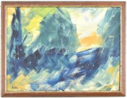 Emőd jelzéssel: Zöldellő táj. Olaj, karton, fa keretben, 39,5x52 cm