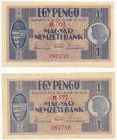 1938. 1P (2x) T:I Hungary 1938. 1 Pengő (2x) C:UNC  Adamo P1A