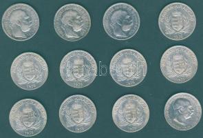 1893-1939. 1K Ag (3x) + 1P Ag (8x) T:2,2/3,3 + Ausztria 1914. 1K Ag T:2/3 Összesen 12db!