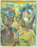 Somorjai Katalin (1954-): Két arc. Olaj, farost, jelzett, hátoldalán  Képcsarnok Vállalat és Artrend...