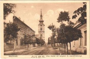 1939 Mezőcsát, utca részlet, Református templom és Csendőrlaktanya. Hangya Szövetkezet kiadása