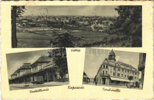 Kaposvár, látkép, vasútállomás, Turul szálló