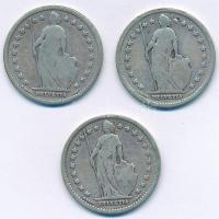 Svájc 1886B-1908B 1Fr Ag (3xklf) T:3 Switzerland 1886B-1908B 1 Franc Ag (3xdiff) C:F Krause KM#24