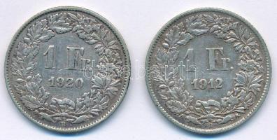 Svájc 1912B-1920B 1Fr Ag (2xklf) T:2- Switzerland 1912B-1920B 1 Franc Ag (2xdiff) C:VF Krause KM#24