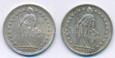 Svájc 1947B-1960B 1Fr Ag (2xklf) T:2,2- patina Switzerland 1947B-1960B 1 Franc Ag (2xdiff) C:XF,VF p...