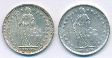 Svájc 1964B-1967B 1Fr Ag (2xklf) T:1-,2 patina Switzerland 1964B-1967B 1 Franc Ag (2xdiff) C:AU,XF p...