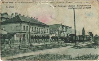 Budapest XIX. Kispest, Hofherr-Schrantz-Clayton-Shuttleworth mezőgazdasági gépgyár, gőzmozdony, vonat (Rb)