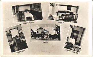 1944 Szentendre, MTE Csepeli WMTK oszt. Czibulka János menedékháza, fedett terasz, hálószoba, Kőhegy, emeleti folyosó, ebédlő, belső