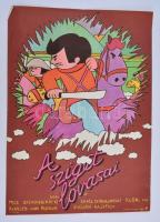 1981 A sziget lovasai, kubai ifjúsági rajzfilm plakát, MOKÉP, MAHIR, [Pécs], Szikra Nyomda, jelzett a nyomaton, hajtásnyommal, kis lapszéli szakadásokkal, 57x38 cm