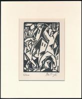 Bortnyik Sándor (1893-1976): Szidalom, linó, papír, paszpartuban, utólagos jelzéssel, 11×8 cm