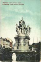 1912 Pozsony, Pressburg, Bratislava; Mária Terézia szobor Hotel Savoy szálloda / Maria Theresia-Denkmal / monument, statue, hotel (EK)