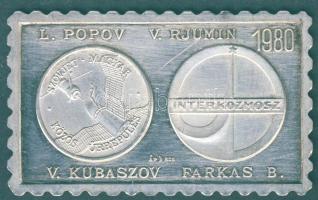 1980. "Szovjet-magyar közös űrrepülés" bélyeg formájú Ag plakett T:exPP