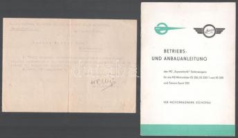 Motorkerékpárokkal foglalkozó reklámok, fotók, benne: Simson 16 oldalas szervizkönyve, Kiss Károlya ...