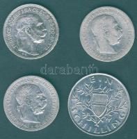 1915. 1K Ag + Ausztria 1894+1899. 1K Ag (2x) + 1924. 1Sch Ag T:2/3,3 Összesen 4klf db!