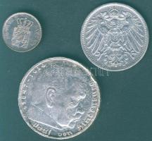 Német Államok/Bajorország 1845. 1Kr Ag T:2/3 + Német Birodalom/Császárság 1902. 1M Ag T:3 ph. + Néme...
