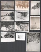 1931 Kékestető, Galyatető, síelők, 11 db fotó, 6×8 és 11×8 cm
