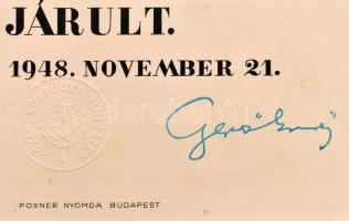 1948 Emléklap a szegedi közúti új Tisza híd építésében való részvételért, Gerő Ernő közlekedési mini...