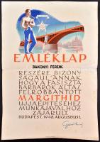 1948 Emléklap a Margit híd újjáépítésében való részvételért, Gerő Ernő közlekedési miniszter aláírásával. Hajtva 29x43 cm